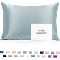 Ravmix Silk Pillowcase For Hair And Skin With Hidden Zipper, Both Sides 21Momme Mulberry Silk Cooling Pillow Case Standard Size 20A26Inches, 1Pcs, Aqua Green