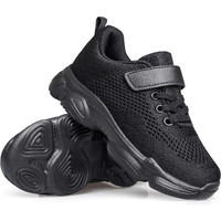 Murdesot Kids Shoes Toddler Boys Girls Athletic Running Sports Strap Sneakers For Toddler/Little Kid/Big Kid 13 All Black