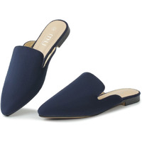 Musshoe Mules For Women Flats Comfortable Pointed Toe Women Mules,Navy 8