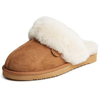 Dearfoams Womens Fireside Water Resistant Sydney Shearling Scuff Slipper, Chestnut, 95 M Us