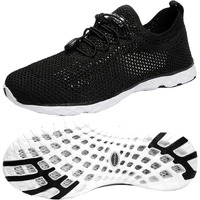 Zhuanglin Men\'s Quick Drying Aqua Water Shoes Black White 11