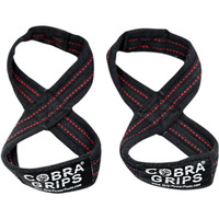 Deadlift Straps Best Straps On The Market Figure 8 Lifting Straps The #1 Choice For Power Lifters Weightlifters Workout Enthusiasts (80 Cm 8.0"+ And Up Wrist Circumference, Black With Red Strips)