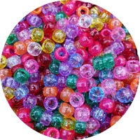 Amaney 1000 Pieces 6X9Mm Mixed Colors Glitter Transparent Mix Plastic Pony Beads