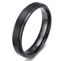 Tigrade 4Mm 6Mm 8Mm 10Mm Black Titanium Rings Wedding Band Matte Comfort Fit For Men Women Size 3-15,Black 4Mm, Size 4.5