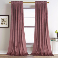 Roslynwood Dusty Rose Velvet Curtains 84 Inches Long For Bedroom, Super Soft Room Darkening Thermal Insulated Window Curtains For Living Room/Nursery Kids, W52 X L84, 2 Panels