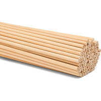 Wooden Dowel Rod, 1/4 Inch X 24 Inch Wood Dowels, Pack Of 100 Wooden Dowels For Crafts, Unfinished Hardwood Wooden Dowels Rods, Strong Wood Rod Dowels For Crafting And Diyers