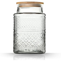 Large Glass Storage Jar, 60 Fl Oz Glass Food Storage Containers With Bamboo Lid, Kitchen Containers Cereal Canisters Decorative Jar For Candy Snack Cookies Coffee Tea Nuts Airtight Glass Jars (Square)