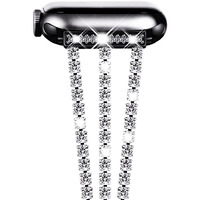 Newways Compatible For Apple Watch Band Series 8 Series 7 41Mm 40Mm Se Series 6 5 4 3 38Mm, Sparkling Bling Diamonds Bracelet For Iwatch Band Womens (Shinystone-Black)