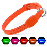 Illumifun Light Up Dog Collar For Small Dogs Cats, Rechargeable Led Dog Collar Glow At Night, Adjustable Nylon Led Cat Collar Light (Orange, X-Small)