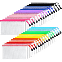 Sunee Mesh Zipper Pouch 4X9 In (10 Colors, 30 Packs), Mesh Bags With Zipper For School Office Supplies, Puzzles & Games, Travel Accessories, Waterproof Zipper Pouches For Organizing
