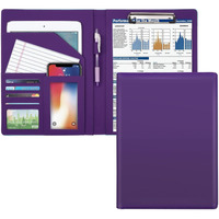 Waveyu Resume Portfolio Folder, Padfolio Clipboard, Writing Portfolio Leather Clipboard With Cover For Legal Pad Holder Letter Size A4 For Business Conference Notepad Clip Boards, Purple