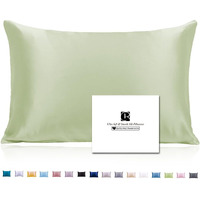 Silk Pillowcase King Size For Hair And Skin With Hidden Zipper, Ravmix Both Sides 21Momme Mulberry Silk Cooling Pillow Case, 2036Inches, 1Pcs, Bean Green