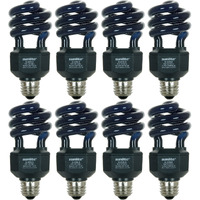 Sunlite 05647-Su Cfl Black Light Bulb (Blb), Perfect For Halloween, Spiral Blacklight, 20 Watts, 120 Volts, Medium Base (E26), 463Nm, Ul Listed, 8 Pack, 8 Count