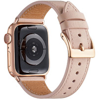Bestig Band Compatible For Apple Watch 42Mm 44Mm 45Mm 49Mm, Genuine Leather Replacement Strap For Iwatch Series 8 7 6 Se 5 4 3 2 1, Sports & Edition (Pink Sand Band+Rose Gold Connector)