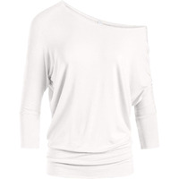 Womens Jersey Off The Shoulder Sweater Top Round Scoop Neck,Ivory,3X