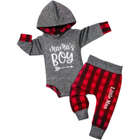 Fommy Baby Boy Clothes 6-9 Months Boy Outfit Mama's Boy Letter Print Hoodies+Little Man Long Pants 2Pcs Set Stuff Gifts