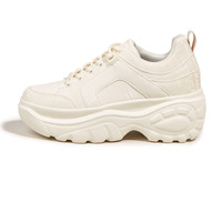 Lucky Step Women Chunky Platform Dad Colorblock White Neon Green Fuchsia Hologram Silver Casual Lace-Up Walking Sneakers(Beige, 8 B(M) Us)