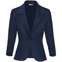 Womens Casual Work Office Blazer Jacket Jk1131 Navy 2X