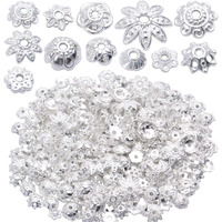 Bronagrand 100 Gram(About 180-350Pcs) Bead Caps Metal Spacers Jewelry Findings Accessories For Bracelet Necklace Jewelry Making,Silver