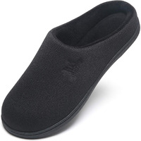 Maiitrip Men's Scuff Slippers Memory Foam House Indoor Outdoor,Winter Warm Non Slip Slip On House Shoes For Men Casual At Home,Lightweight Slip Resistant Rubber Sole,All Black,Size 16 16.5 17