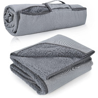 Tirrinia Waterproof Outdoor Blanket With Sherpa Lining, Windproof Triple Layers Warm Comfy Foldable For Camping Stadium, Sports, Picnic, Grass, Concerts, Pet, 59X 80 - Machine Washable