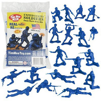 Timmee Plastic Army Men - Blue 48Pc Toy Soldier Figures - Made In Usa
