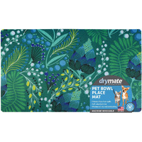 Drymate Pet Bowl Placemat, Dog  Cat Food Feeding Mat - Absorbent Fabric, Waterproof Backing, Slip-Resistant - Machine Washabledurable (Usa Made) (12A X 20A) (Lulu Green 1)