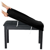 Sinosso Soft Velvet2-Person Piano Bench Cover, (27.5\"- 36.5\") Lx (12\"- 16\") W Rectangle Stretch Washable Stool Upholstered Protector Slipcover, (M, Black)