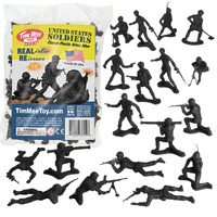 Timmee Plastic Army Men - Black 48Pc Toy Soldier Figures - Made In Usa