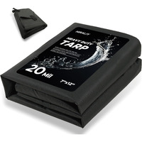 Hiraliy 20 Mil Heavy Duty Waterproof Tarp, 7X12Ft Black Tarpaulin With Reinforced Webbing Loops, Multipurpose Oxford Canvas Tarp For Firewood, Roof, Camping, Pool