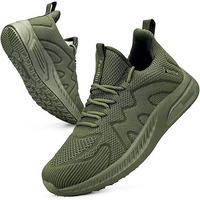 Feethit Running Shoes For Women Non Slip Walking Tennis Shoes Slip On Work Gym Fashion Sneakers Army Green 7.5