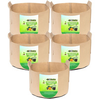 247Garden 5-Pack 1-Gallon Aeration Fabric Potplant Grow Bag Whandles (260 Gsm, Tan Wblack Base, 6H X 7D)