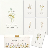 Kibaga Beautiful Sympathy Cards Set Of 20 With Envelopes And Stickers - Perfect Bulk Set To Express Your Condolences - Floral And Feather Assortment W/A Simple Heartfelt Note