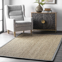 Nuloom Elijah Natural Seagrass Farmhouse Area Rug, 4 X 6, Dark Grey