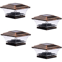 Huyieno Solar Post Cap Lights Outdoor Led Lighting Deck Fence Cap Light Two Light Modes Warm Whitebright White Suitable For 4X4 Wooden Posts Brushed Copper 4Pk