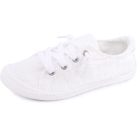 Womens Slip On Canvas Sneaker Low Top Casual Walking Shoes Classic Comfort Flat Fashion Sneakers (White Dot 09)