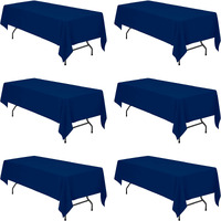 Brillmax 6 Pack Navy Blue Tablecloths For 8 Foot Rectangle Tables 60 X 126 Inch - 8Ft Rectangular Bulk Linen Polyester Fabric Washable Cloth Cover For Wedding Reception Banquet Birthday Party