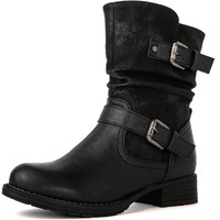 Globalwin Women\'s Black Bukle Zipper Ankle Booties Winter Fashion Boots For Women 9M