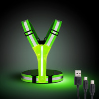 Omkhe Led Reflective Vest Running Gear, Usb Rechargeable Led Light Up Vest High Visibility With Adjustable Waistshoulder For Jogging Running Cycling Walking Motorcycle (Green)