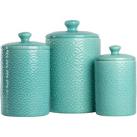 10 Strawberry Street Kitchen Canister Set, 3 Piece, Tide Blue