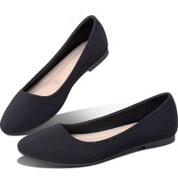Obtaom Womens Textile Flat Shoes Round Toe Slip On Shoes Fabric Dress Black Ballet Flats(Black,Us07)