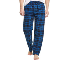 Cyz Mens 100 Cotton Super Soft Flannel Plaid Pajama Pants, Blue Plaid, Mens Size: Small
