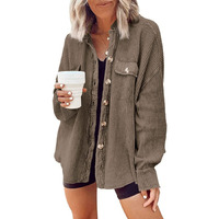 Yanekop Womens Waffle Knit Shacket Fall Jackets Oversized Shirt Jacket Fall Outfits Button Down Shirts 2024 Clothes(A Coffee,L)