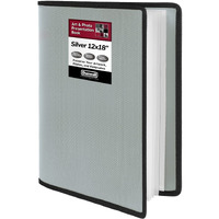 Dunwell 12X18 Large Portfolio Book - (Silver), Soft Cover Poly 12 X 18 Album Folder For Architect Portfolio, Artists, Blueprints, 18X12 Binder With Plastic Sleeves, 24 Pockets Display 48 Pages