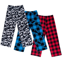 Mad Dog Concepts 3-Pack Boys Pajama Pants Soft Micro Fleece Pj Bottom With Elastic Waistband - Printed Plaid Flannel Lounge Pants For Kids (Include The Size)