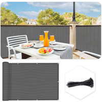 Sunlax 3X16 Dark Grey Balcony Privacy Screen Fence Windscreen Cover Fabric Shade Netting Mesh Cloth With Grommets Uv Protection For Patio, Backyard, Porch, Railing Shield 90