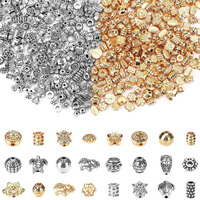 Upins 300Pcs Silver Gold Spacer Beads For Jewelry Making Supplies Bracelet Necklace Crafts Silver Beads Metal Alloy Beads Loose Spacer Beads With Radom Styles For Diy