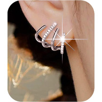 Panshi Sterling Silver Post Earrings Silver Hoop Earrings For Women Trendy Stud Huggie Claw Earrings Cuff Hypoallergenic Jewelry Gifts (Silver Claw)