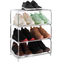 Xerhnan 4-Tier Stackable Small Shoe Rack, Lightweight Shoe Shelf Storage Organizer For Entryway, Hallway And Closet(White)