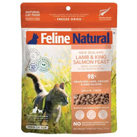 Feline Natural High Protein Dry Cat Food, Freeze-Dried Diet With 98% Meat, Organs & Seafood, No Peas, Grains, Or Artificial Additives, Made In New Zealand, Lamb & King Salmon, 3.5Oz